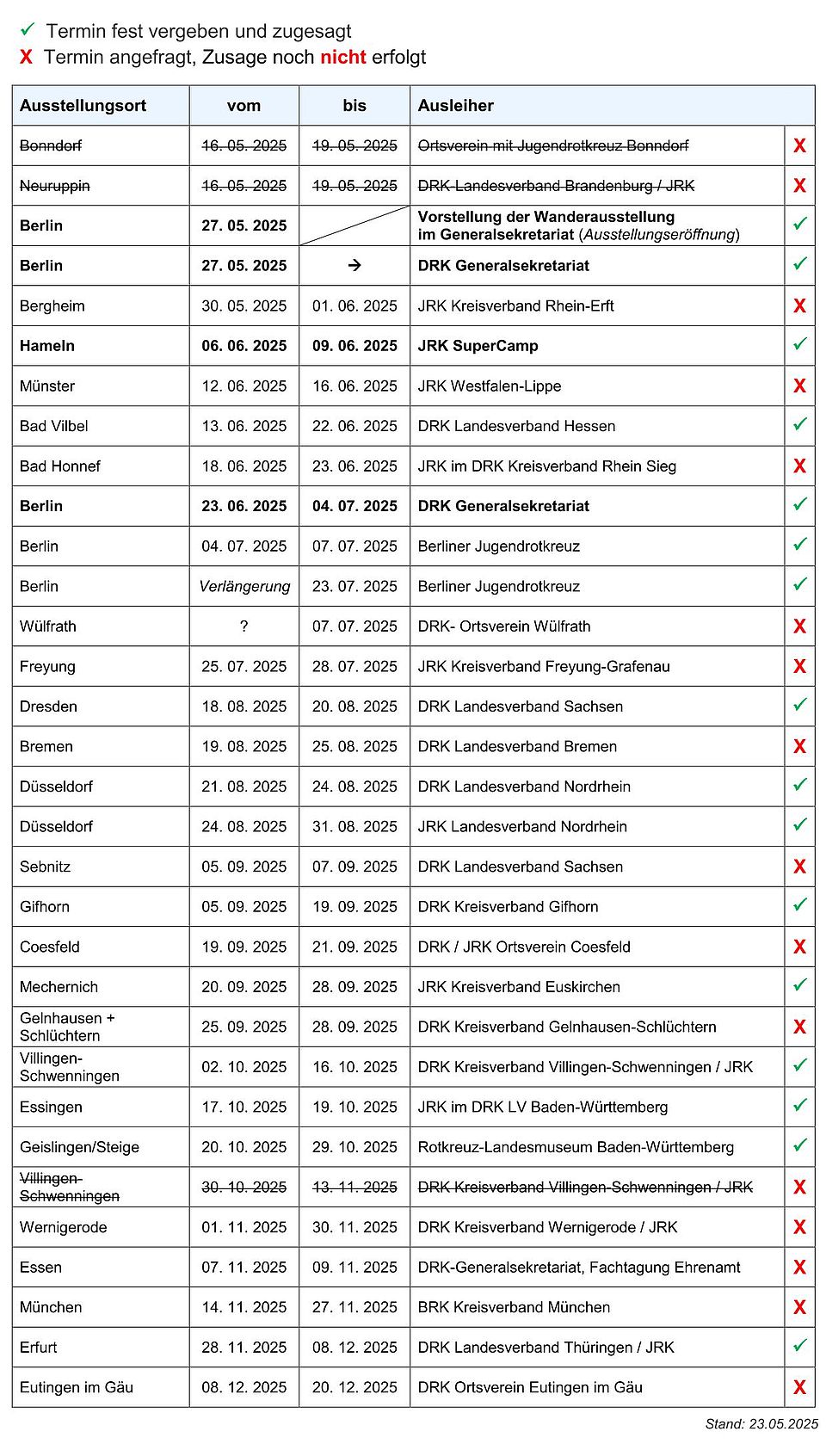 Terminplaner Wanderausstellung