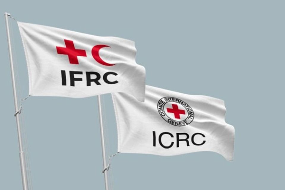 IFRC and ICRC flags